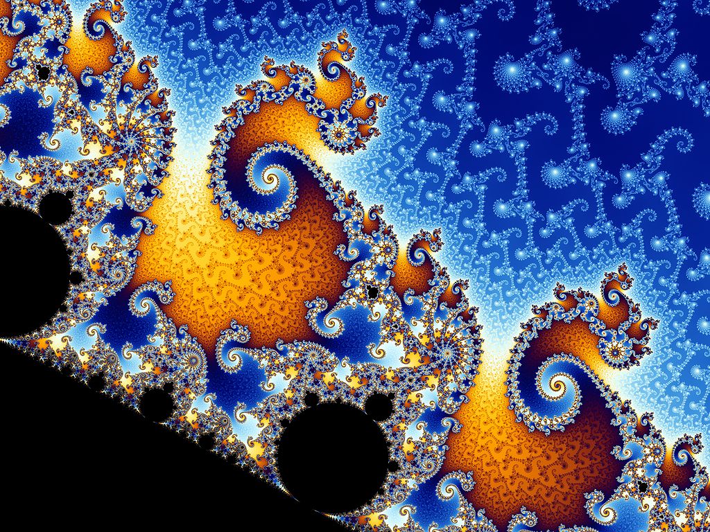 Partial view of the Mandelbrot set. Step 4 of a zoom sequence: The central endpoint of the “seahorse tail” is also a Misiurewicz point.